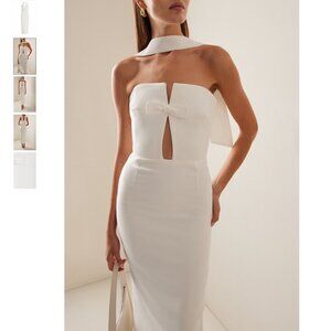 The New Arrivals Ilkyaz Ozel - Holly in Temple Tie-Neck Crepe Midi Dress XS/FR34